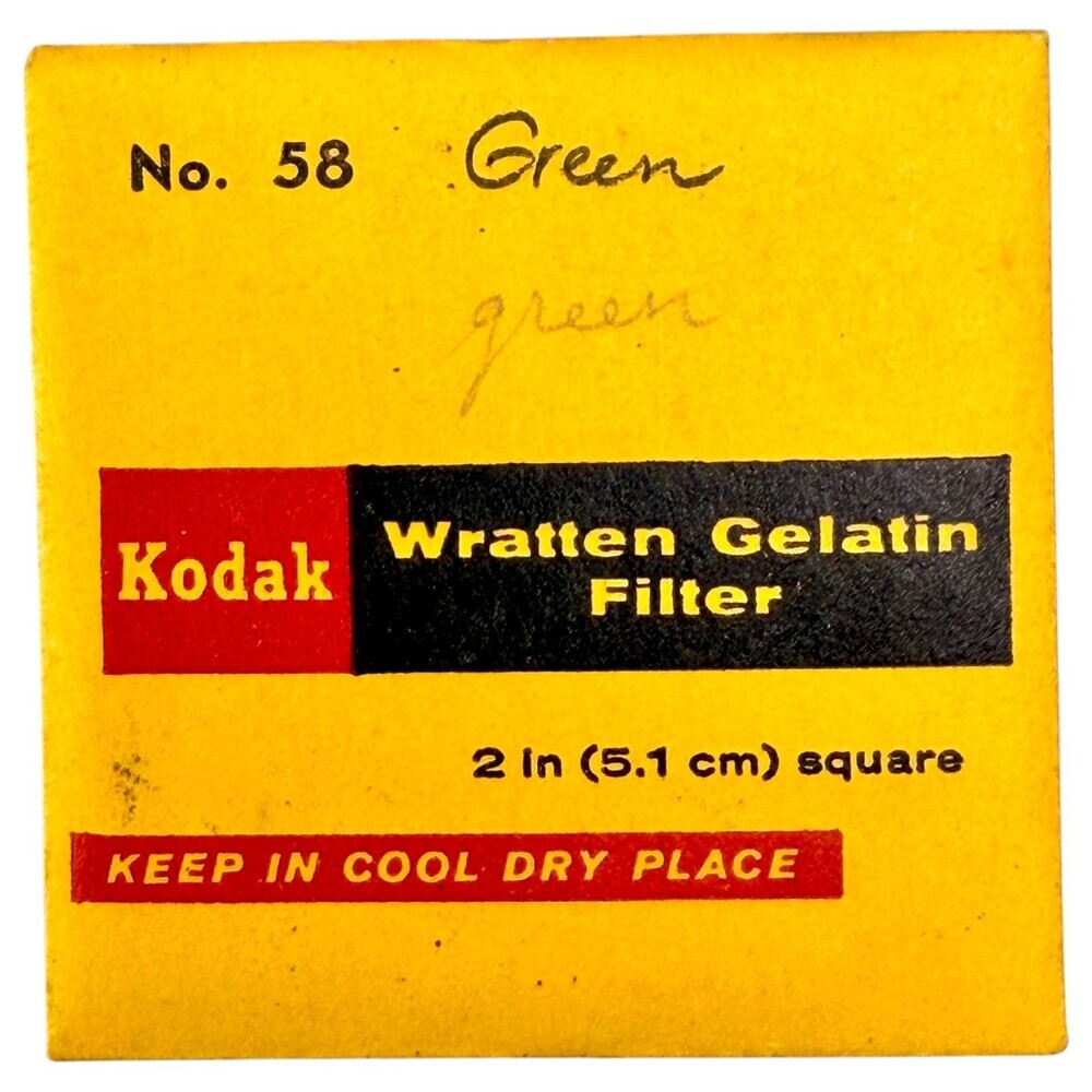 Kodak Wratten Gelatin Filter 51 mm / 2” #58 Green NOS Sealed w/writing on pkg